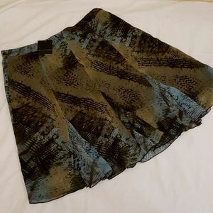 Apostrophe Midi Flowy Skirt Animal Print Blue Brown Green Women's 18 NWT